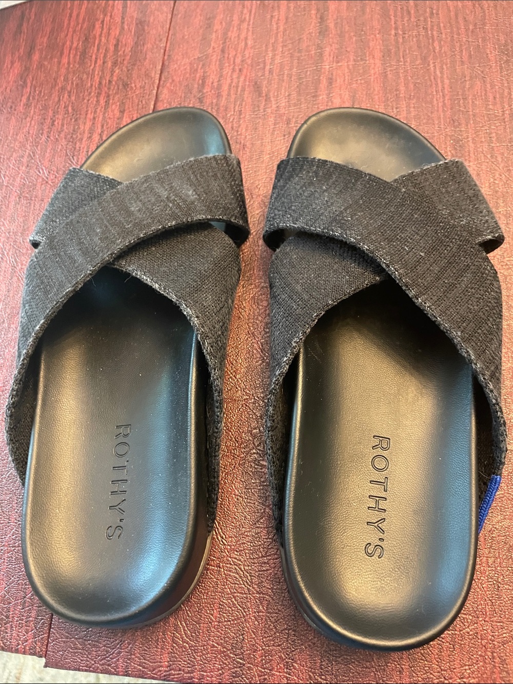 Rothy's week End Black Crisscross Slide Sandals